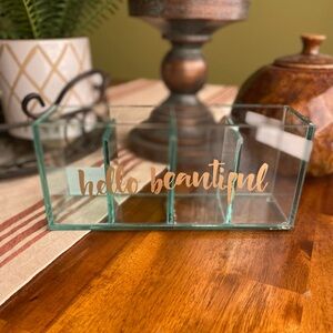 NWOT Glass Makeup Brush Holder Organizer 4 Slot